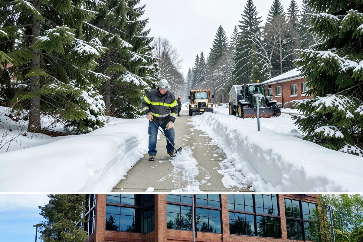 Building Entrance Clearing in Mountlake Terrace, Snohomish County, WA - Cleared first thing after every snowfall throughout the winter season.
