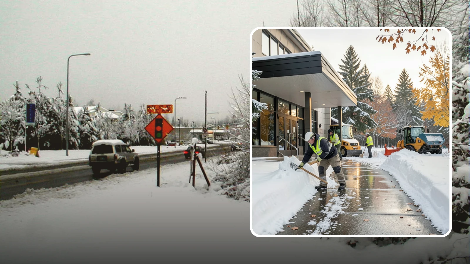 Building Entrance Clearing in Newcastle, King County, WA - We clear building entrances and their approaches so everyone can enter safely during Western Washington snow and ice.