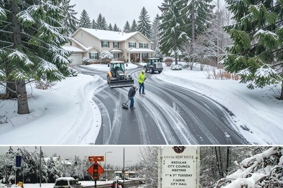 Building Entrance Clearing in Newcastle, King County, WA - Cleared first thing after every snowfall throughout the winter season.