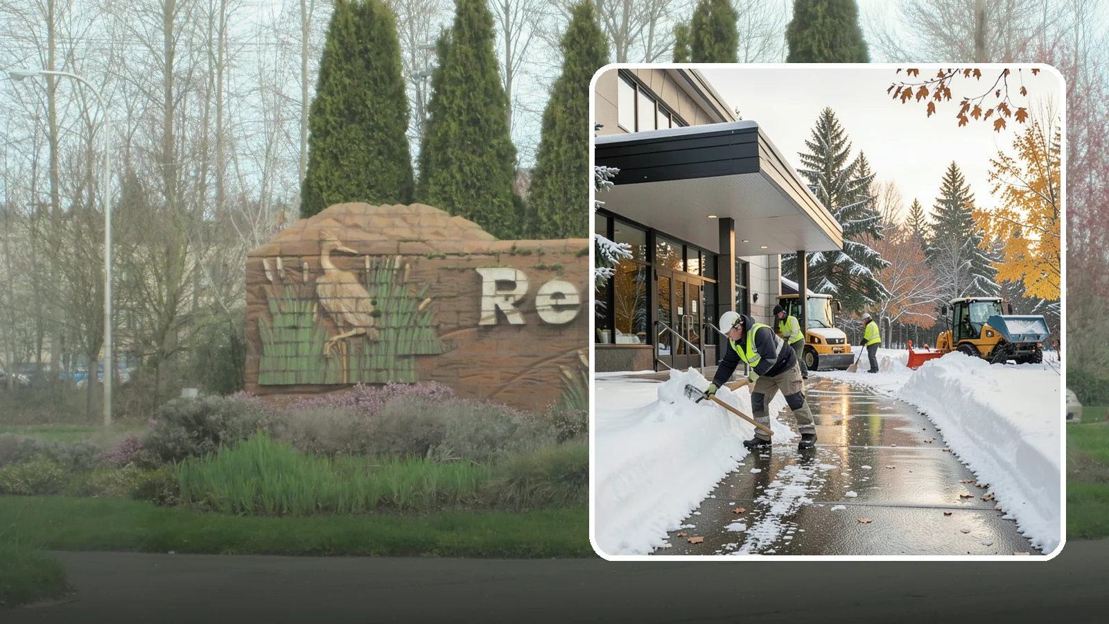 Building Entrance Clearing in Renton, King County, WA - We clear building entrances and their approaches so everyone can enter safely during Western Washington snow and ice.