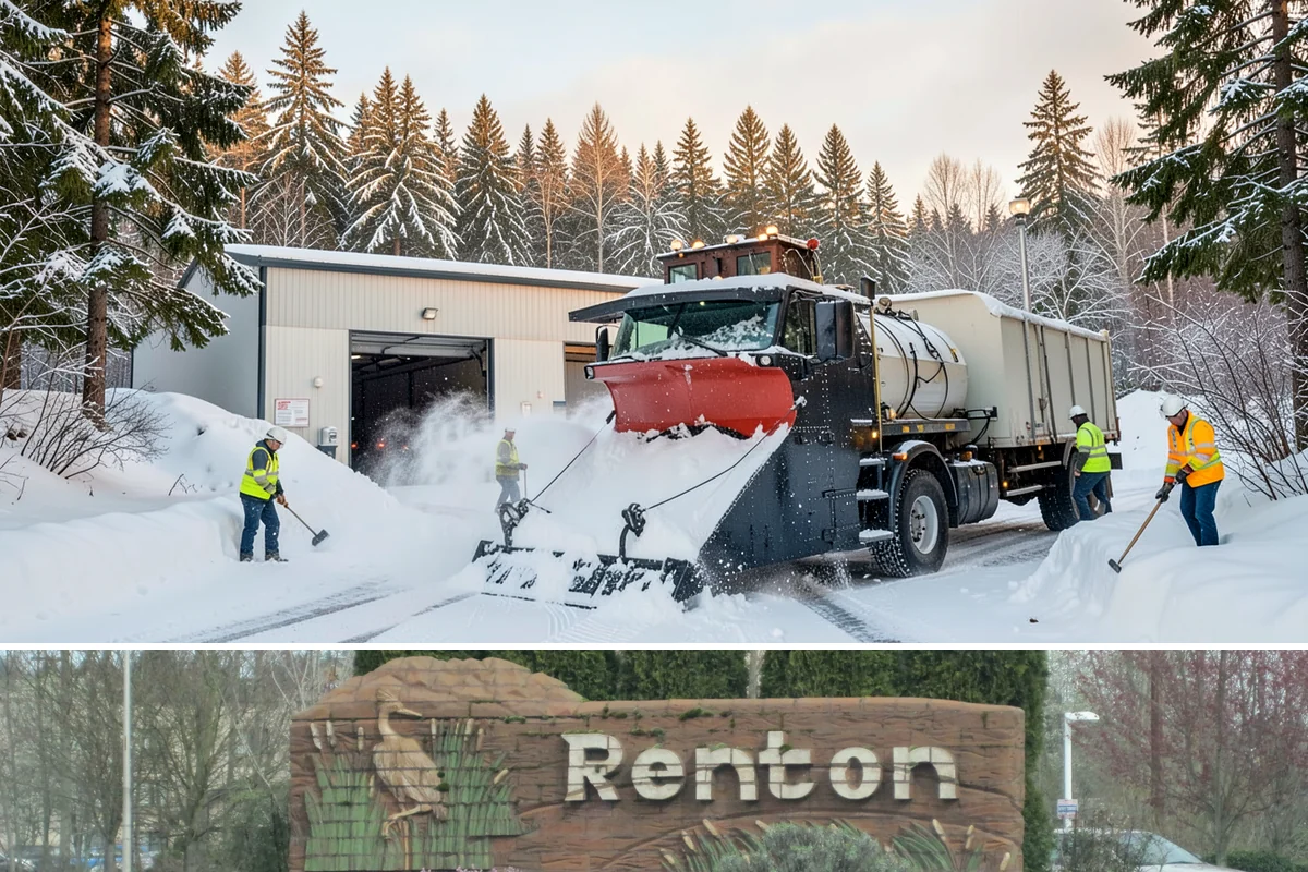 Building Entrance Clearing in Renton, King County, WA - Cleared first thing after every snowfall throughout the winter season.
