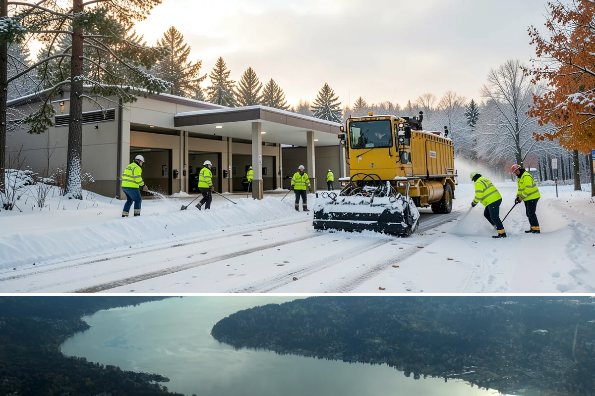 Building Entrance Clearing in Sammamish, King County, WA - Cleared first thing after every snowfall throughout the winter season.
