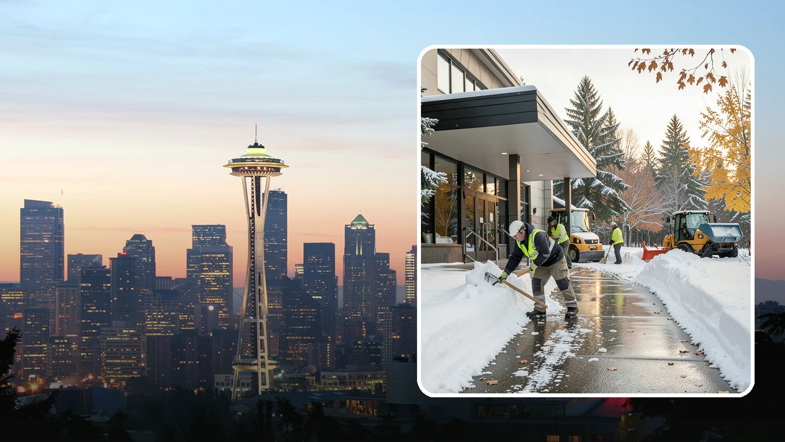 Building Entrance Clearing in Seattle, King County, WA - We clear building entrances and their approaches so everyone can enter safely during Western Washington snow and ice.