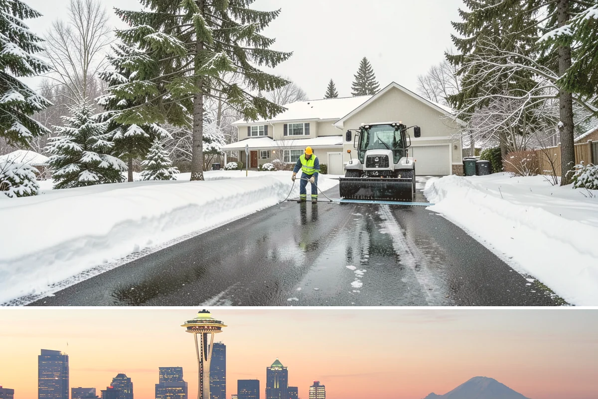Building Entrance Clearing in Seattle, King County, WA - Cleared first thing after every snowfall throughout the winter season.