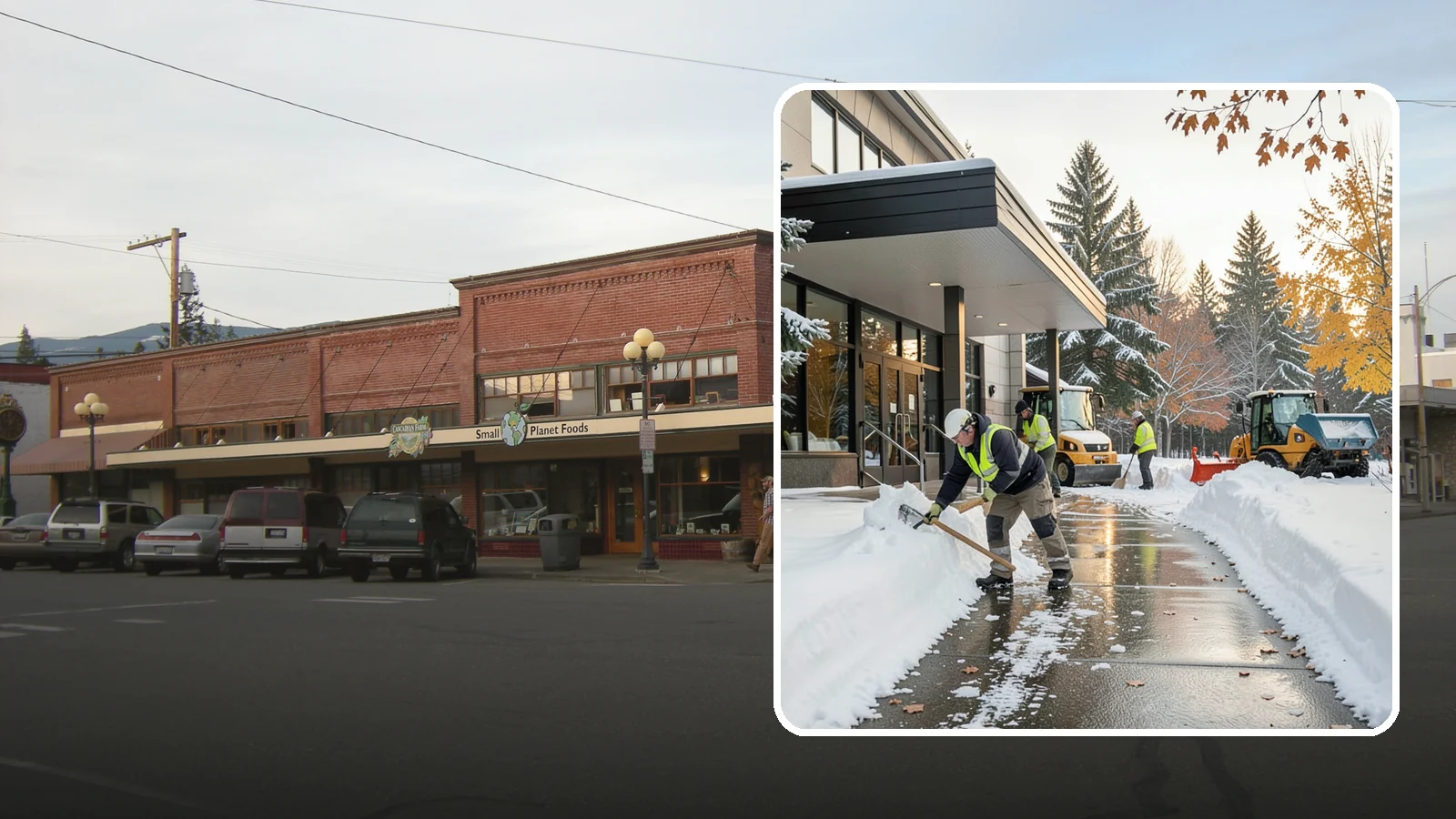 Building Entrance Clearing in Sedro-Woolley, Skagit County, WA - We clear building entrances and their approaches so everyone can enter safely during Western Washington snow and ice.