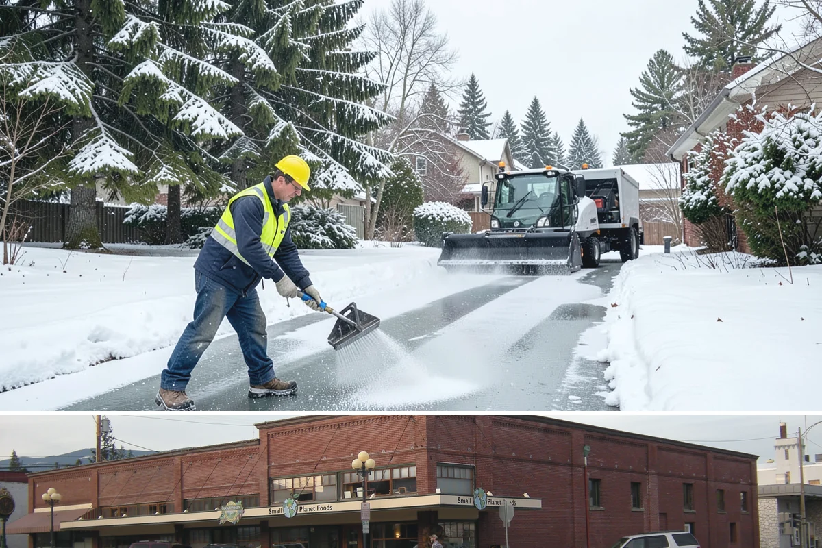 Building Entrance Clearing in Sedro-Woolley, Skagit County, WA - Cleared first thing after every snowfall throughout the winter season.