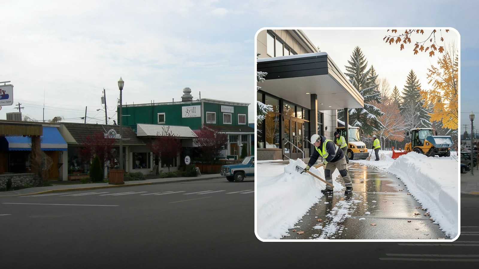 Building Entrance Clearing in Stanwood, Snohomish County, WA - We clear building entrances and their approaches so everyone can enter safely during Western Washington snow and ice.