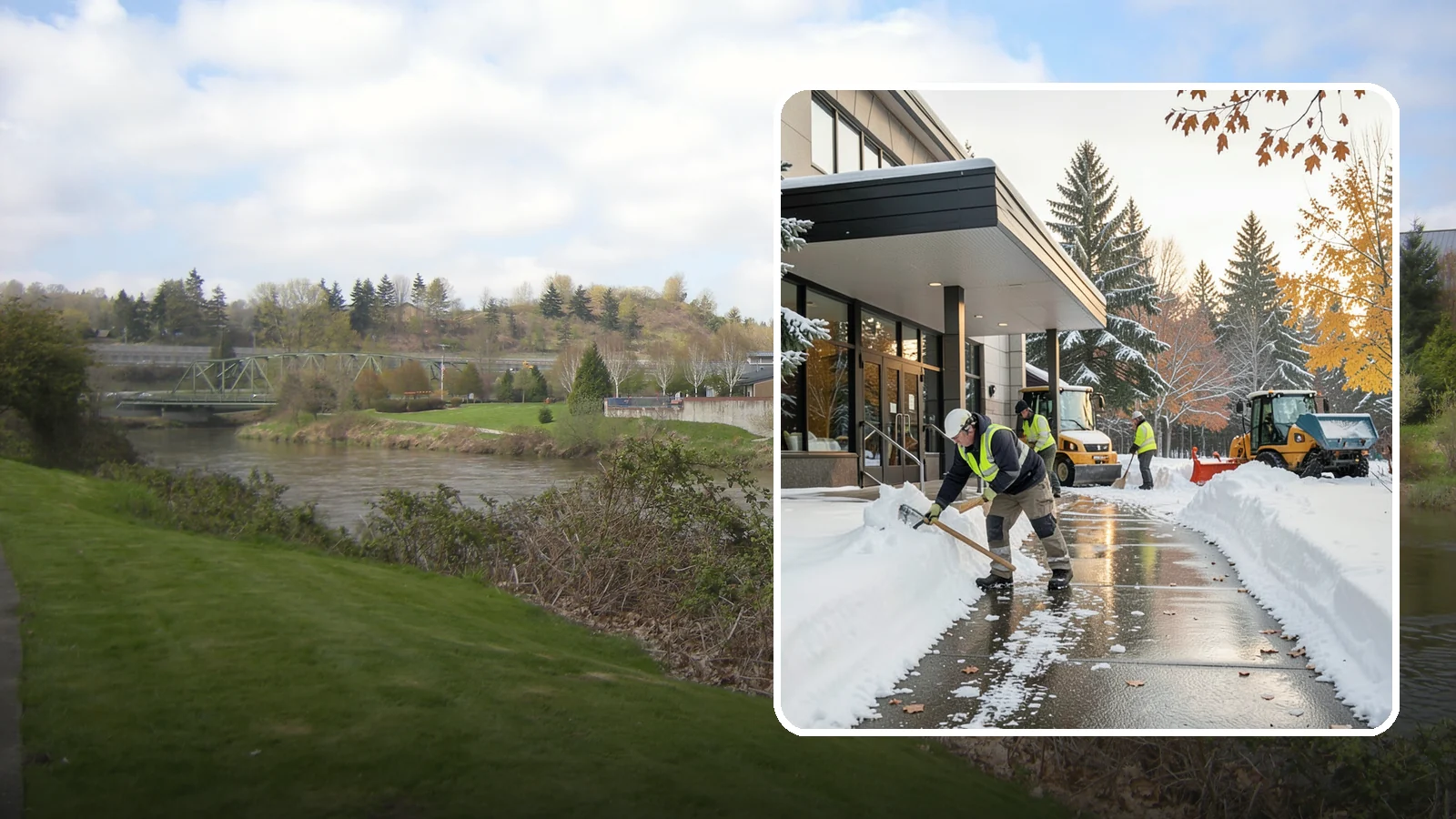 Building Entrance Clearing in Tukwila, King County, WA - We clear building entrances and their approaches so everyone can enter safely during Western Washington snow and ice.
