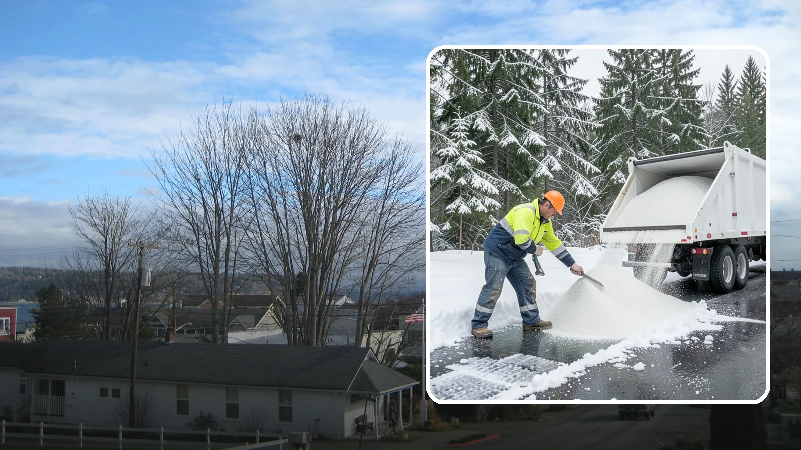 Bulk Salt Delivery in Langley, Island County, WA - Bulk salt delivery keeps your on-site supply stocked so crews never run short during a prolonged cold snap.