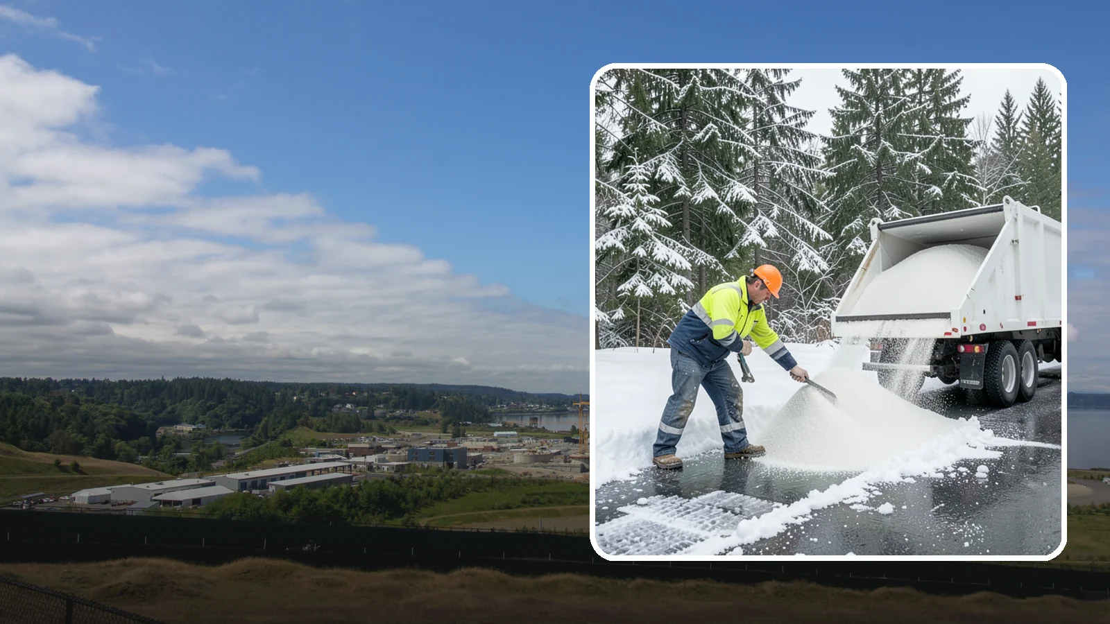 Bulk Salt Delivery in University Place, Pierce County, WA - Bulk salt delivery keeps your on-site supply stocked so crews never run short during a prolonged cold snap.