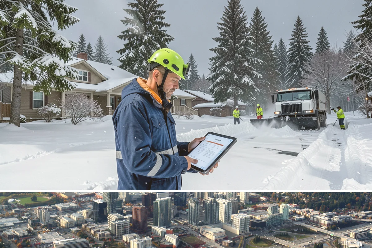 Bus Stop Clearing in Bellevue, King County, WA - Prioritized before morning commute hours after any overnight snowfall in our winter season.