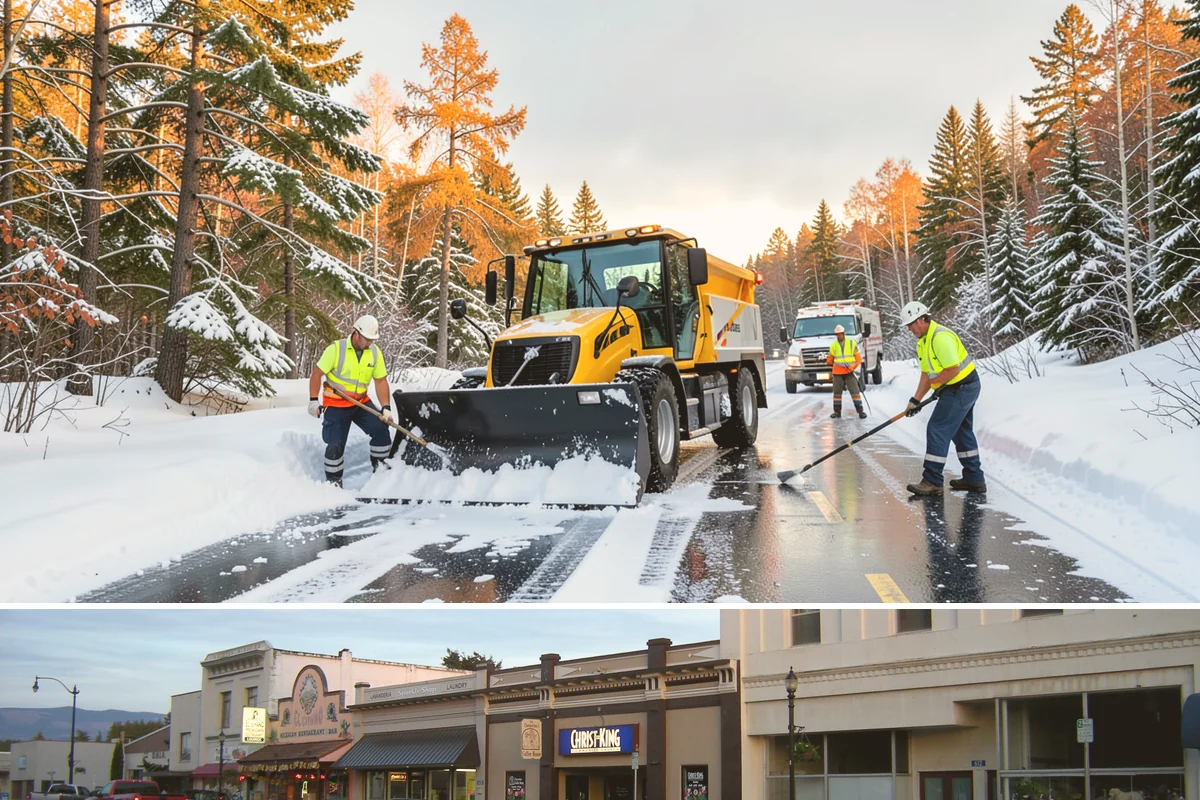 Bus Stop Clearing in Burlington, Skagit County, WA - Prioritized before morning commute hours after any overnight snowfall in our winter season.