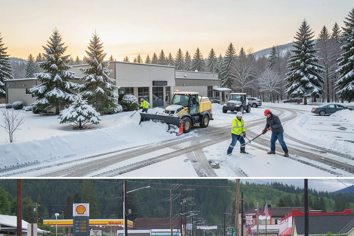 Bus Stop Clearing in Granite Falls, Snohomish County, WA - Prioritized before morning commute hours after any overnight snowfall in our winter season.