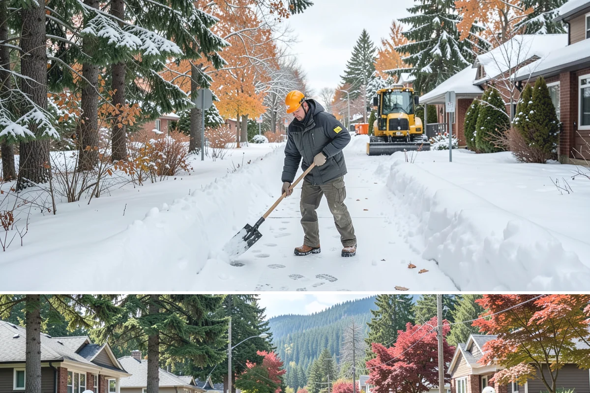 Bus Stop Clearing in Hunts Point, King County, WA - Prioritized before morning commute hours after any overnight snowfall in our winter season.