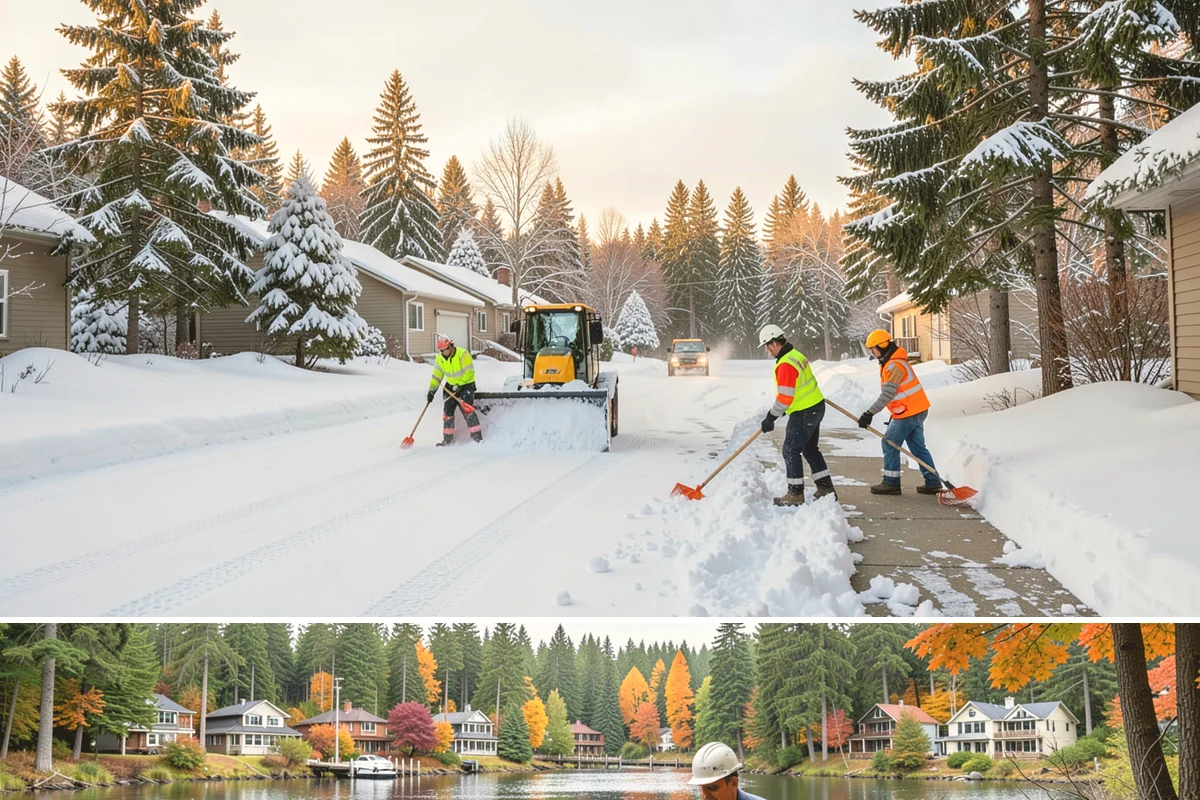 Bus Stop Clearing in La Conner, Skagit County, WA - Prioritized before morning commute hours after any overnight snowfall in our winter season.