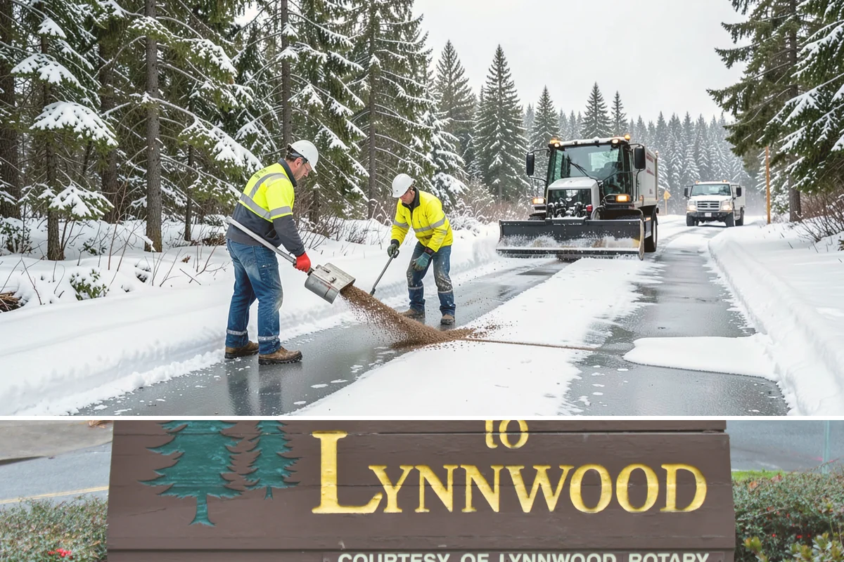 Bus Stop Clearing in Lynnwood, Snohomish County, WA - Prioritized before morning commute hours after any overnight snowfall in our winter season.