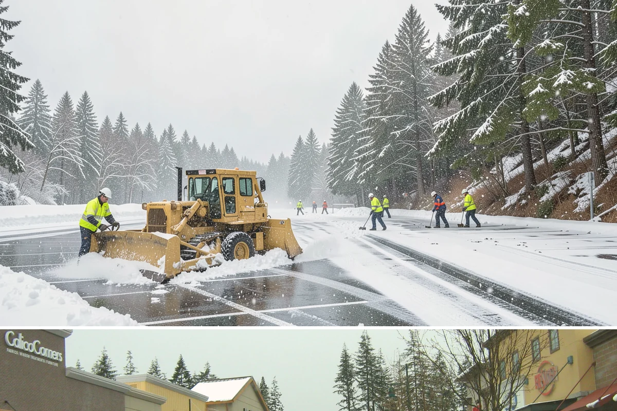 Bus Stop Clearing in Mill Creek, Snohomish County, WA - Prioritized before morning commute hours after any overnight snowfall in our winter season.