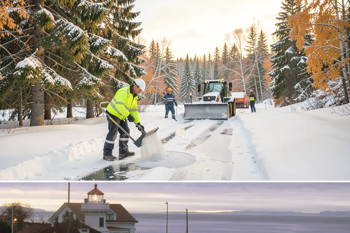 Bus Stop Clearing in Mukilteo, Snohomish County, WA - Prioritized before morning commute hours after any overnight snowfall in our winter season.