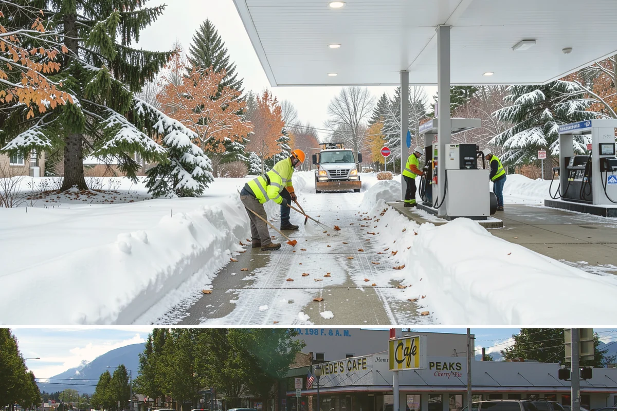 Bus Stop Clearing in North Bend, King County, WA - Prioritized before morning commute hours after any overnight snowfall in our winter season.