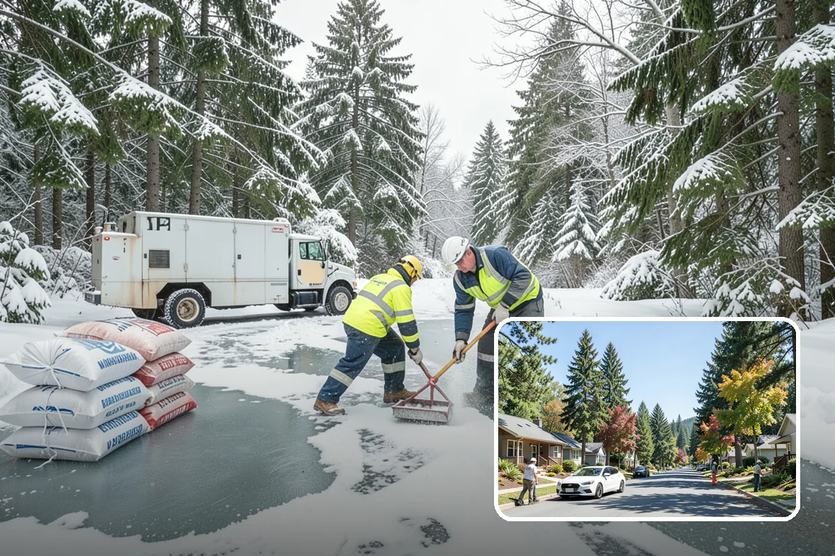 Bus Stop Clearing in Orting, Pierce County, WA - Gives transit riders a safe path to board