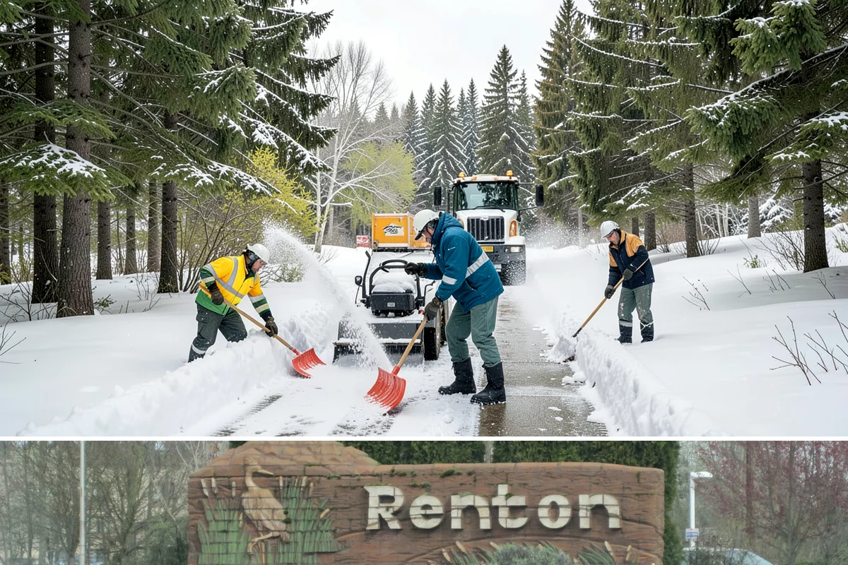 Bus Stop Clearing in Renton, King County, WA - Prioritized before morning commute hours after any overnight snowfall in our winter season.