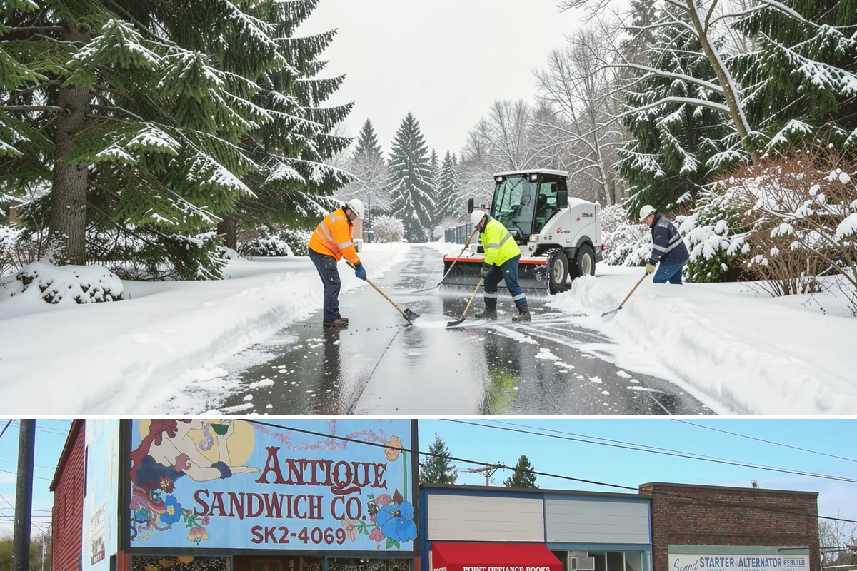 Bus Stop Clearing in Ruston, Pierce County, WA - Prioritized before morning commute hours after any overnight snowfall in our winter season.