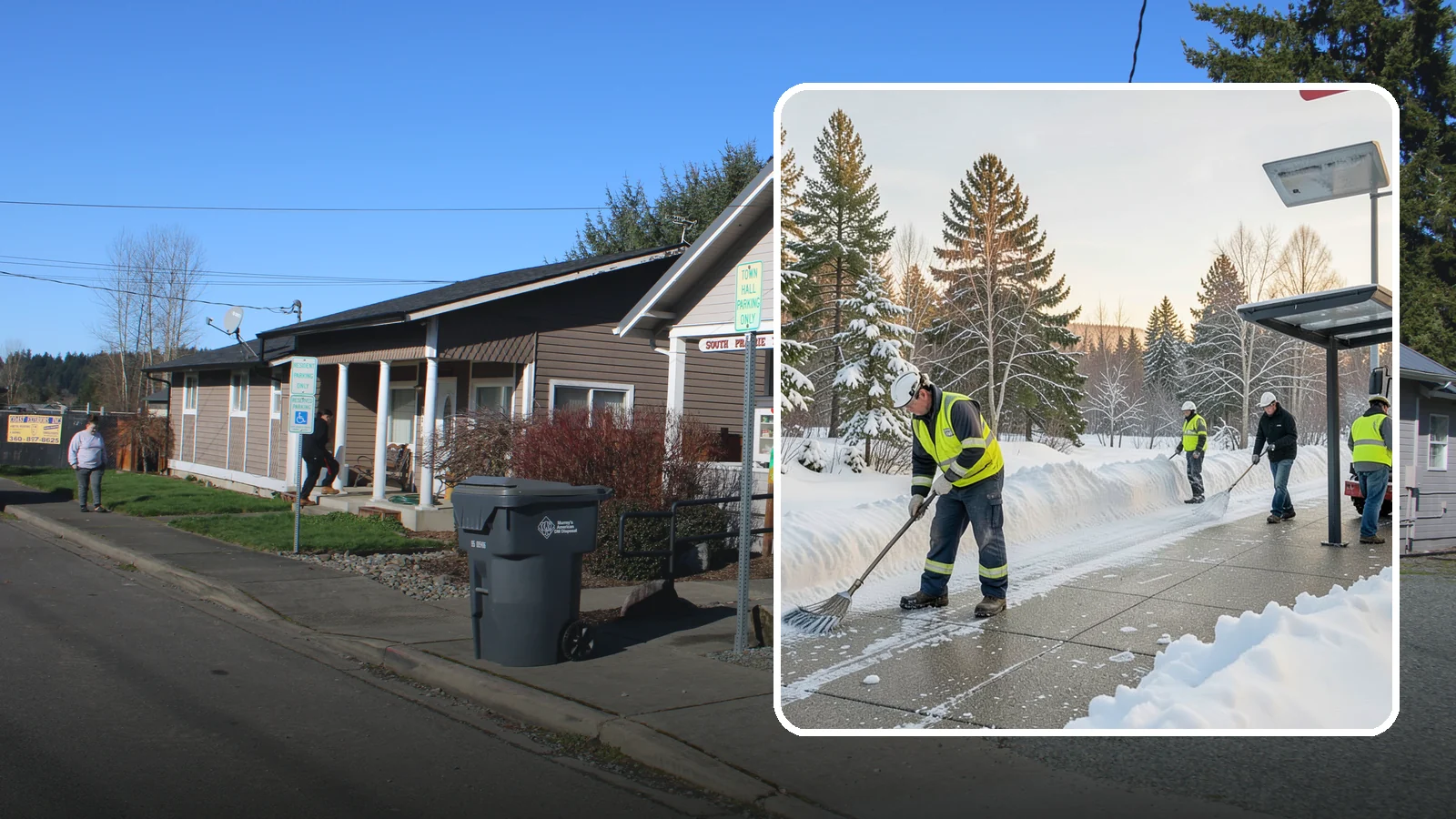 Bus Stop Clearing in South Prairie, Pierce County, WA - We clear bus stops, shelters, and boarding pads so transit riders board safely during Western Washington snow and ice.