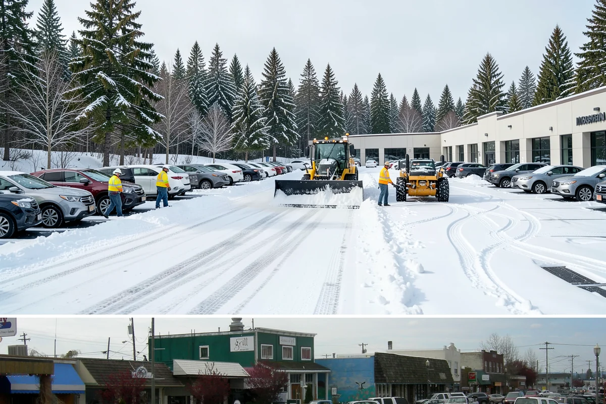 Bus Stop Clearing in Stanwood, Snohomish County, WA - Prioritized before morning commute hours after any overnight snowfall in our winter season.