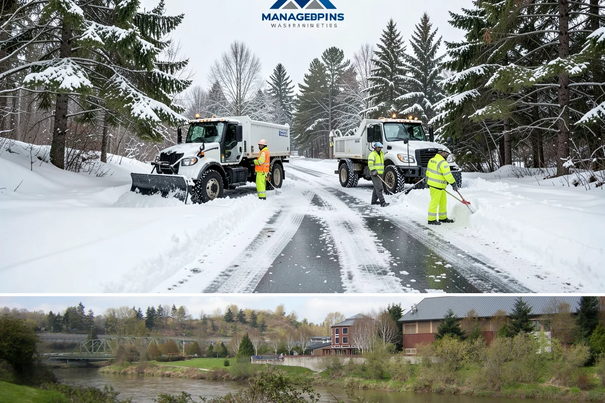 Bus Stop Clearing in Tukwila, King County, WA - Prioritized before morning commute hours after any overnight snowfall in our winter season.