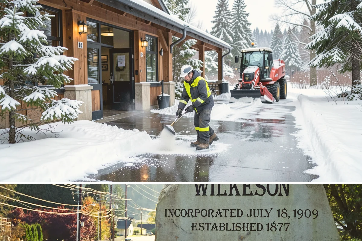 Bus Stop Clearing in Wilkeson, Pierce County, WA - Prioritized before morning commute hours after any overnight snowfall in our winter season.