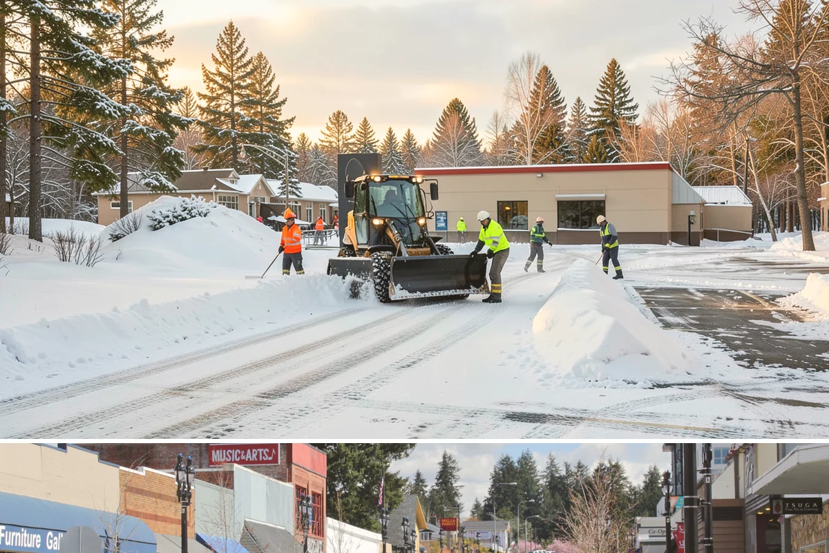 Business Entrance Clearing in Bothell, King County, WA - Entrance clearing matters most during January's freeze-thaw cycles when shaded doorways stay icy well into the day.