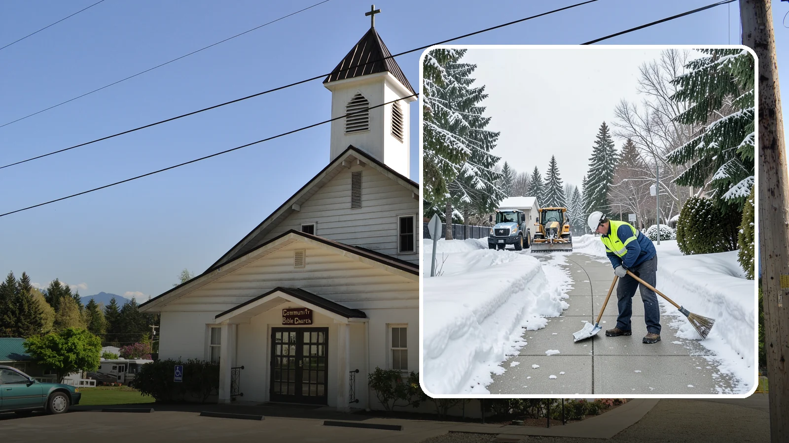 Business Entrance Clearing in Concrete, Skagit County, WA - Keep your business's front doors, entry walks, and thresholds safe and welcoming through every Western Washington ice event.