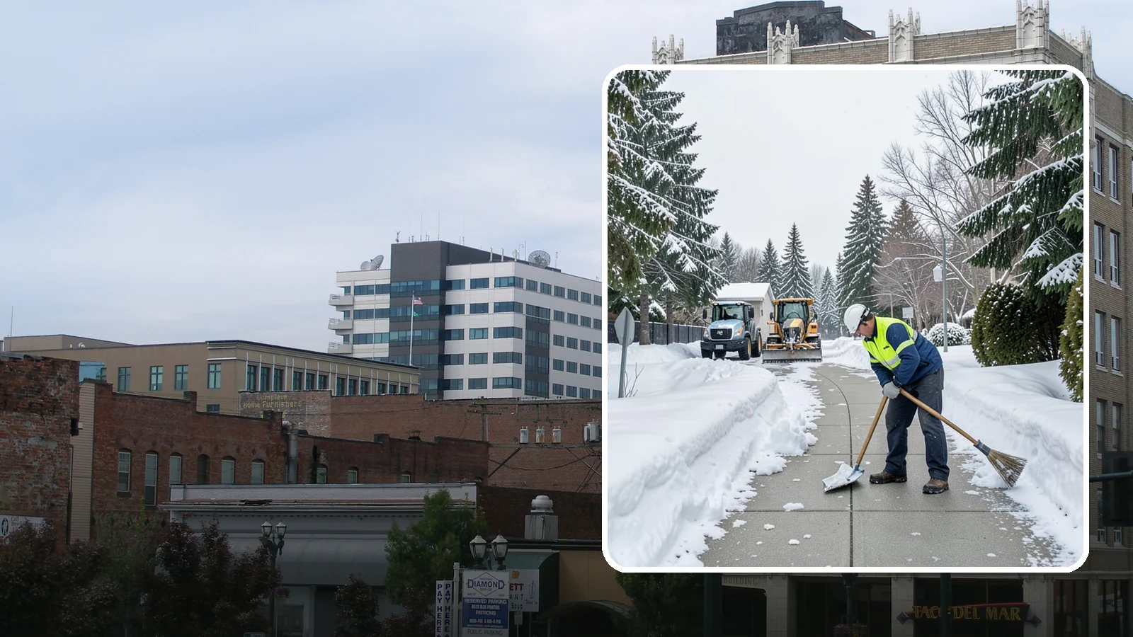 Business Entrance Clearing in Everett, Snohomish County, WA - Keep your business's front doors, entry walks, and thresholds safe and welcoming through every Western Washington ice event.