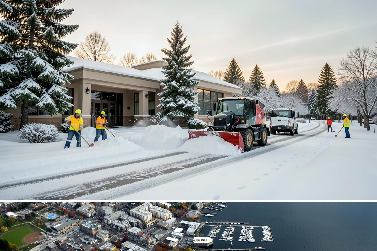Business Entrance Clearing in Kirkland, King County, WA - Entrance clearing matters most during January's freeze-thaw cycles when shaded doorways stay icy well into the day.