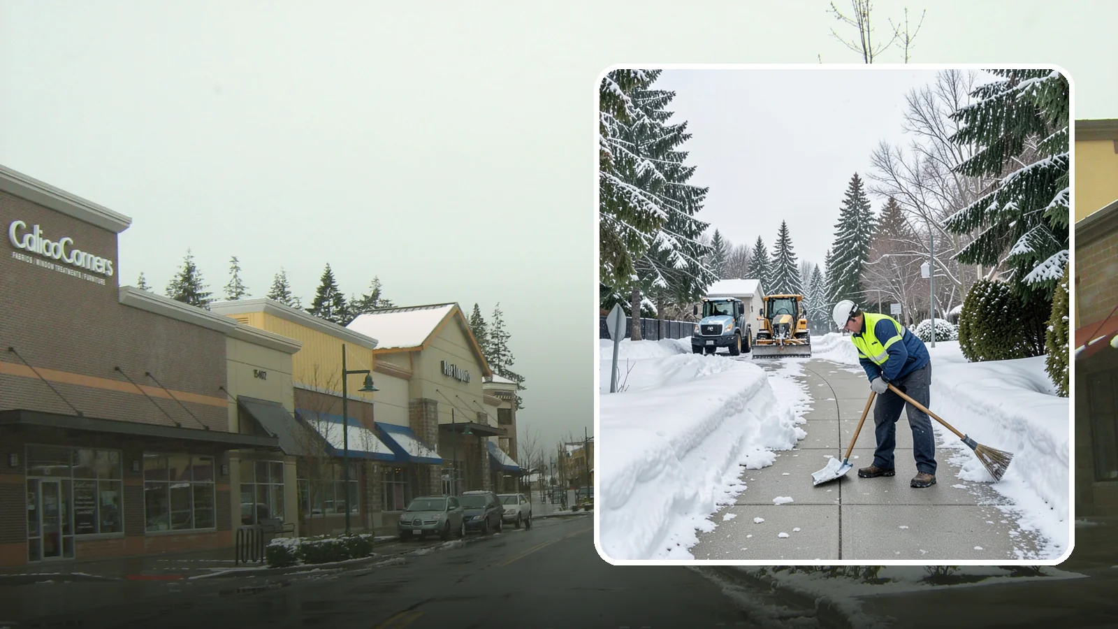 Business Entrance Clearing in Mill Creek, Snohomish County, WA - Keep your business's front doors, entry walks, and thresholds safe and welcoming through every Western Washington ice event.