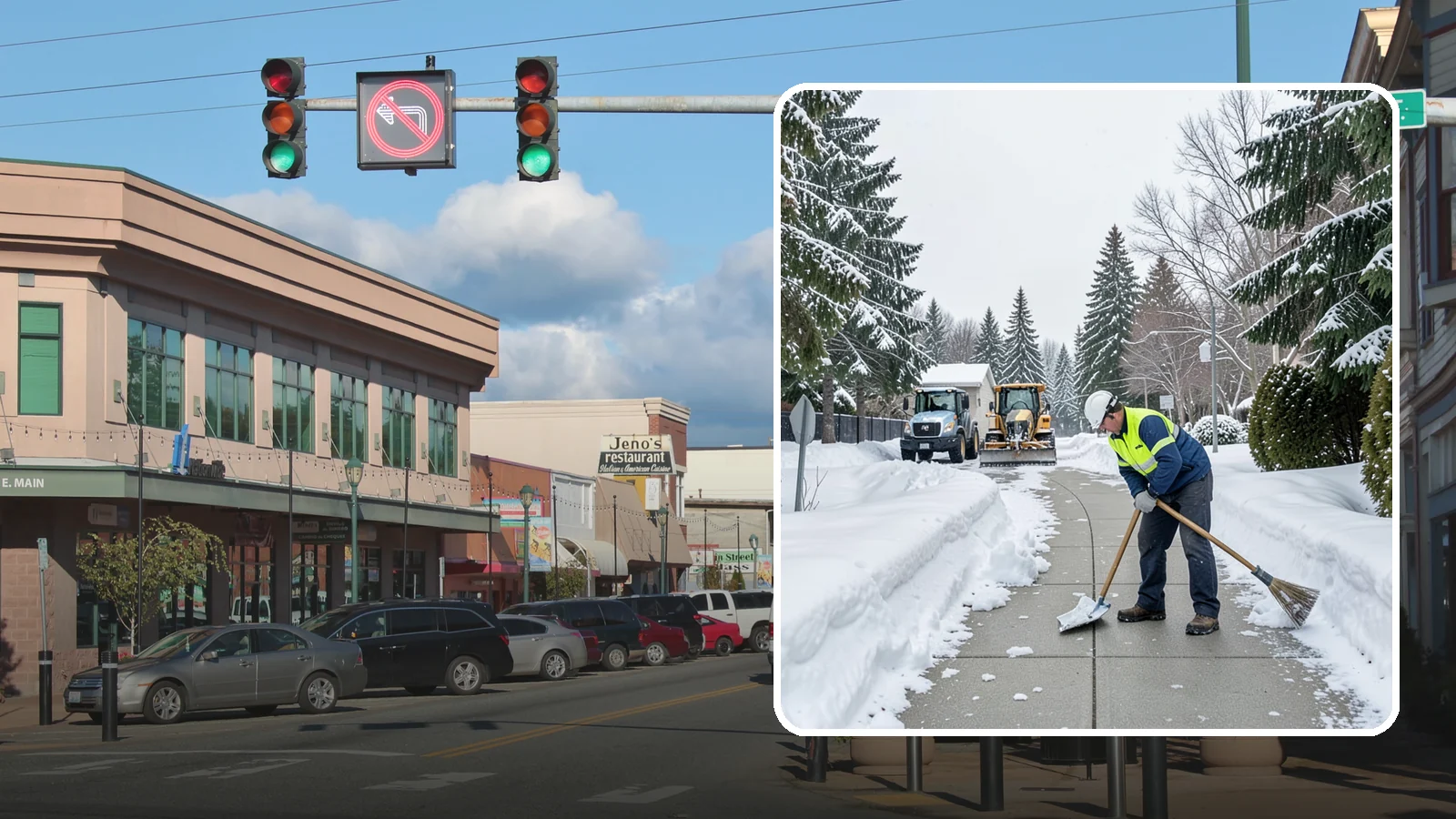 Business Entrance Clearing in Monroe, Snohomish County, WA - Keep your business's front doors, entry walks, and thresholds safe and welcoming through every Western Washington ice event.