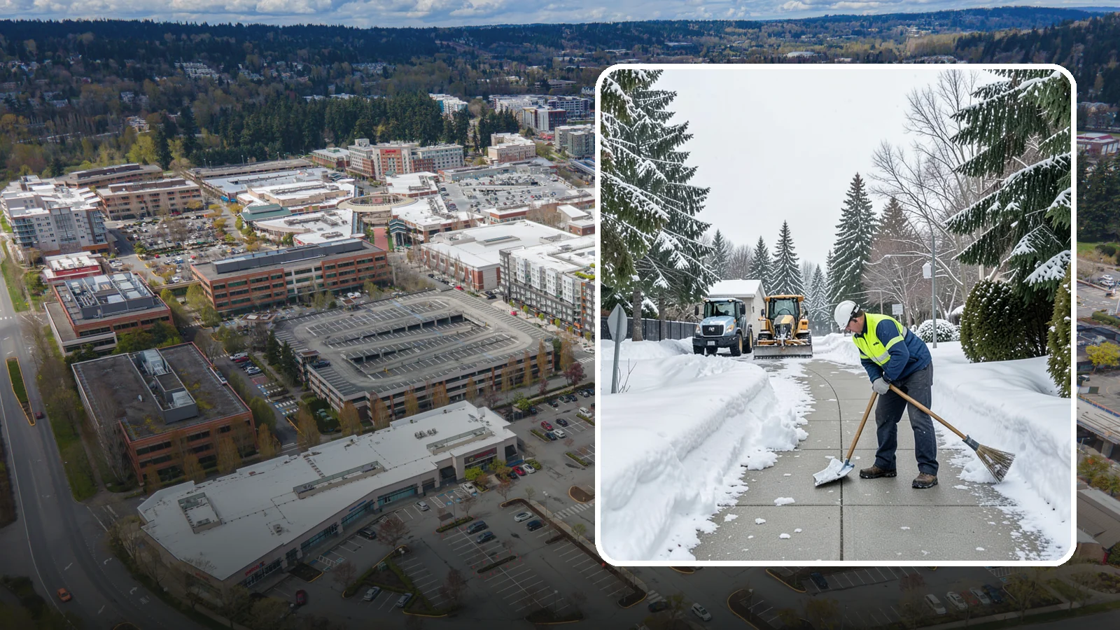 Business Entrance Clearing in Redmond, King County, WA - Keep your business's front doors, entry walks, and thresholds safe and welcoming through every Western Washington ice event.