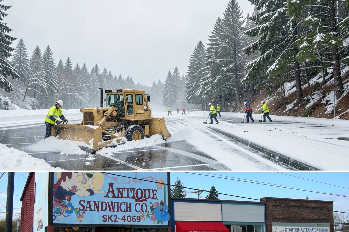 Business Entrance Clearing in Ruston, Pierce County, WA - Entrance clearing matters most during January's freeze-thaw cycles when shaded doorways stay icy well into the day.