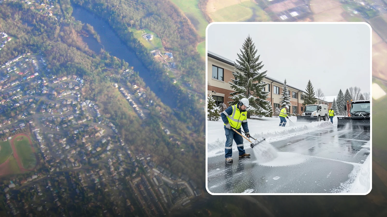 Business Park Deicing in Algona, King County, WA - Deicing for business parks, coordinating ice control across multiple buildings, shared drives, and connecting walkways in one...