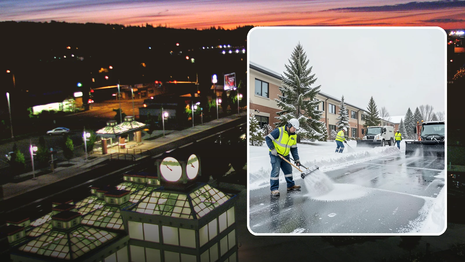 Business Park Deicing in Auburn, King County, WA - Deicing for business parks, coordinating ice control across multiple buildings, shared drives, and connecting walkways in one...