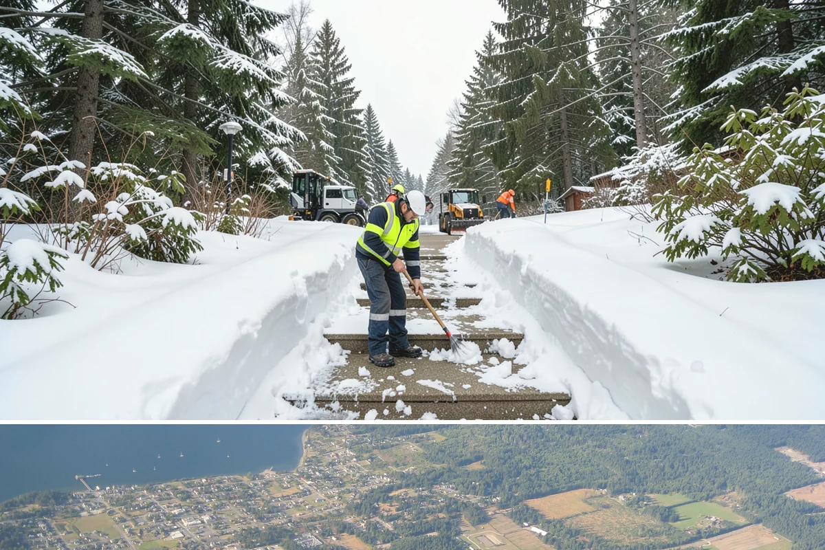 Business Park Deicing in Coupeville, Island County, WA - Coverage runs the winter season with commute-focused readiness during the freezing-rain events that stall lowland business...