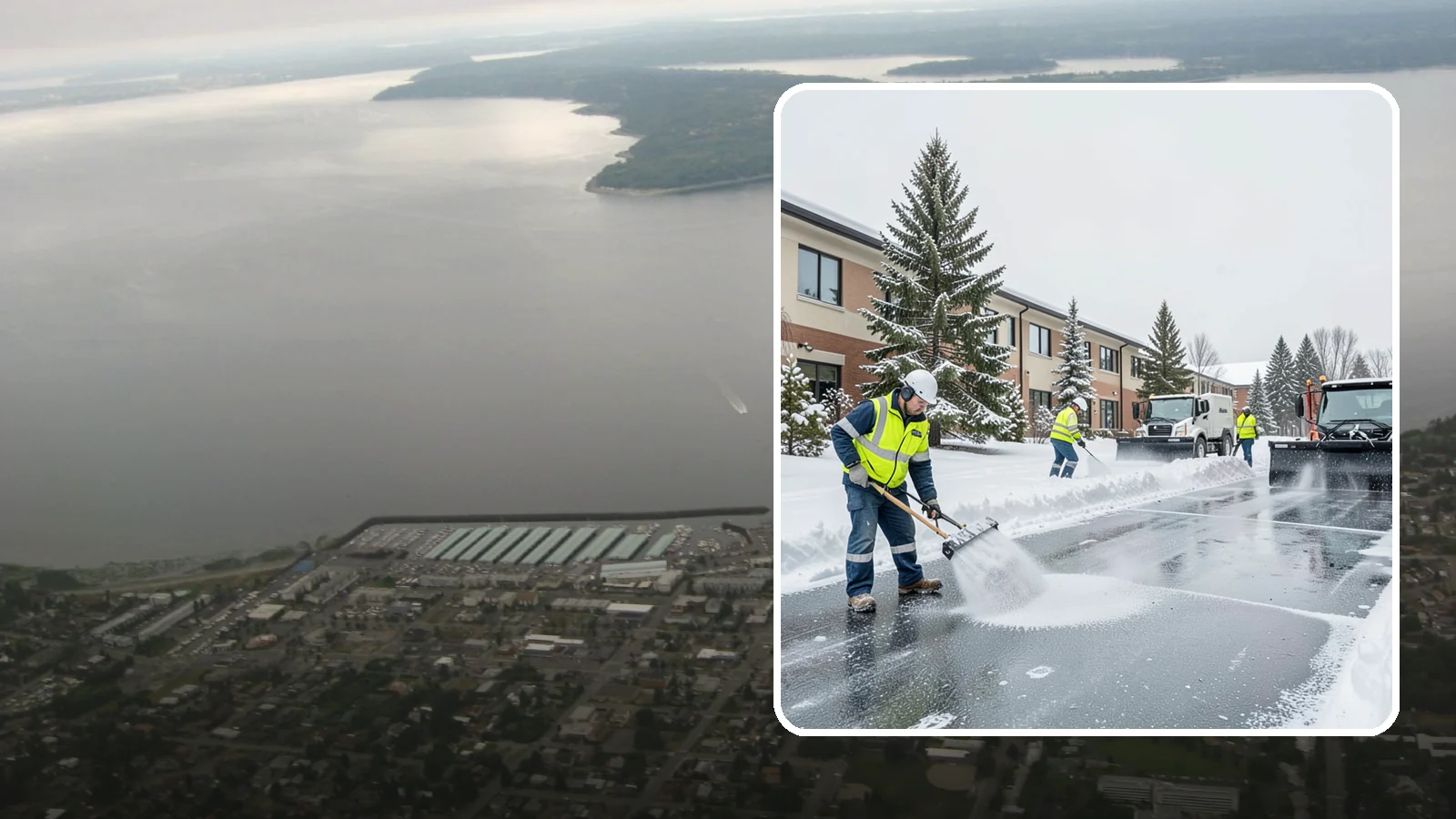 Business Park Deicing in Des Moines, King County, WA - Deicing for business parks, coordinating ice control across multiple buildings, shared drives, and connecting walkways in one...
