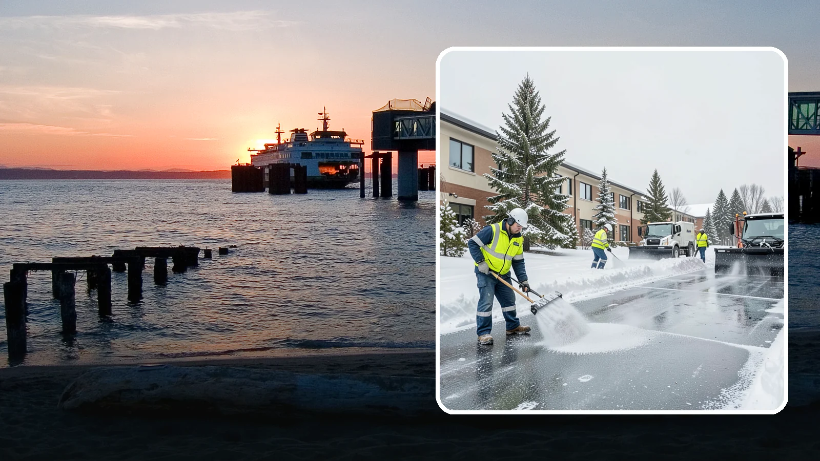 Business Park Deicing in Edmonds, Snohomish County, WA - Deicing for business parks, coordinating ice control across multiple buildings, shared drives, and connecting walkways in one...