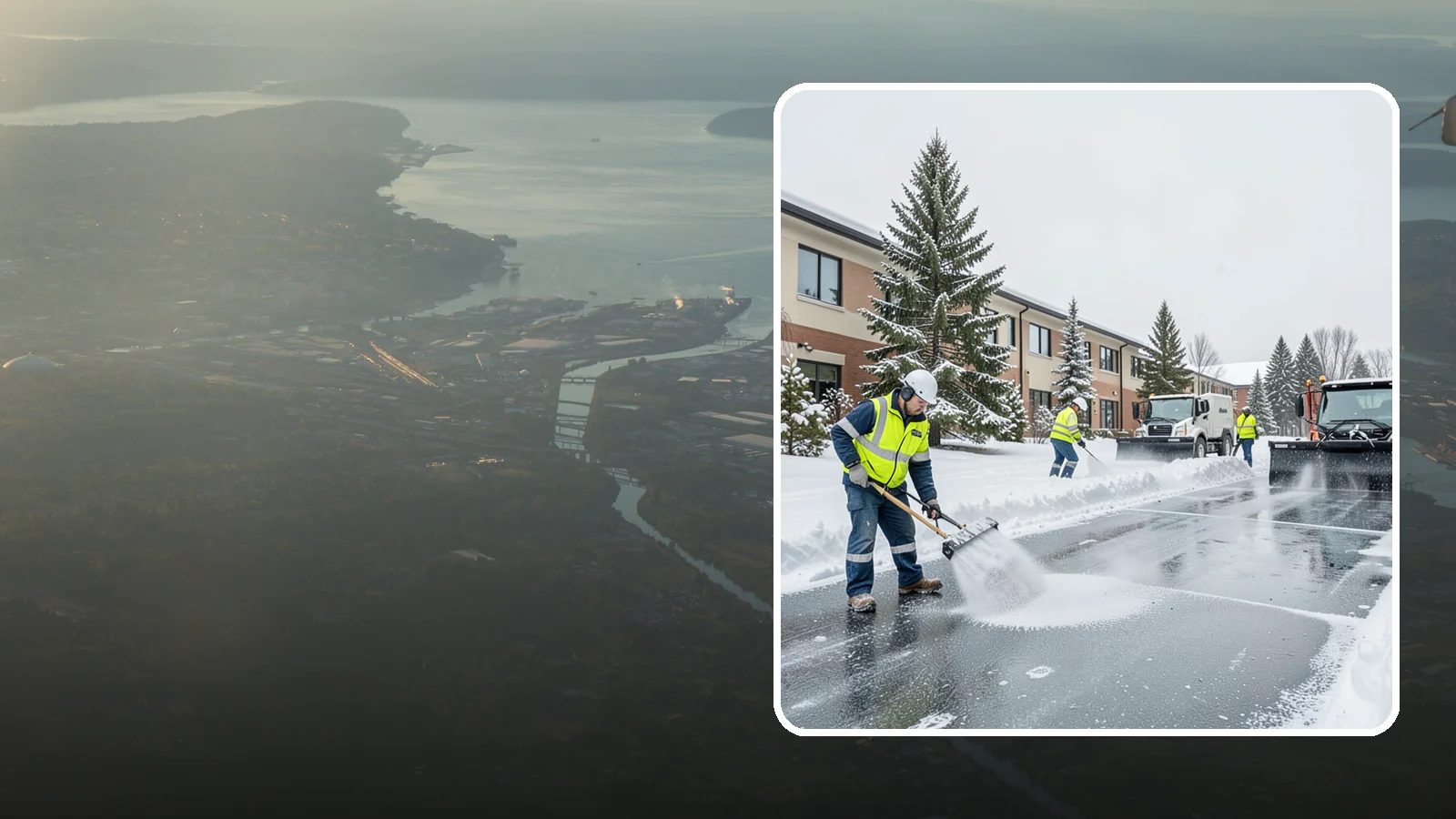 Business Park Deicing in Fife, Pierce County, WA - Deicing for business parks, coordinating ice control across multiple buildings, shared drives, and connecting walkways in one...