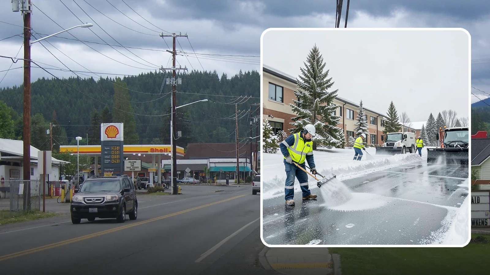 Business Park Deicing in Granite Falls, Snohomish County, WA - Deicing for business parks, coordinating ice control across multiple buildings, shared drives, and connecting walkways in one...