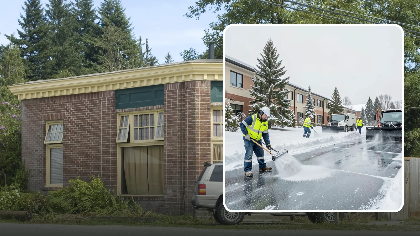 Business Park Deicing in Hamilton, Skagit County, WA - Deicing for business parks, coordinating ice control across multiple buildings, shared drives, and connecting walkways in one...