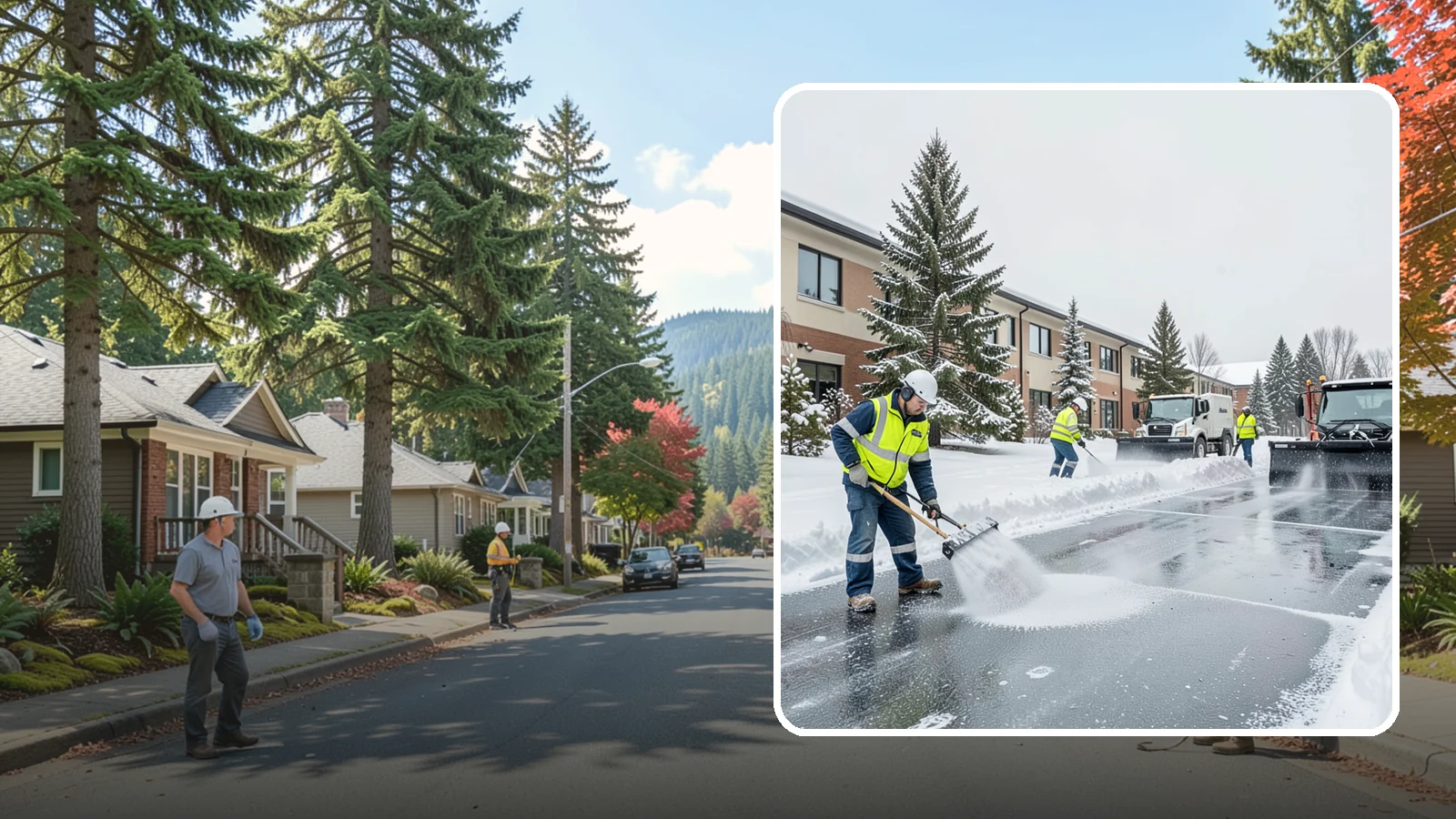 Business Park Deicing in Hunts Point, King County, WA - Deicing for business parks, coordinating ice control across multiple buildings, shared drives, and connecting walkways in one...