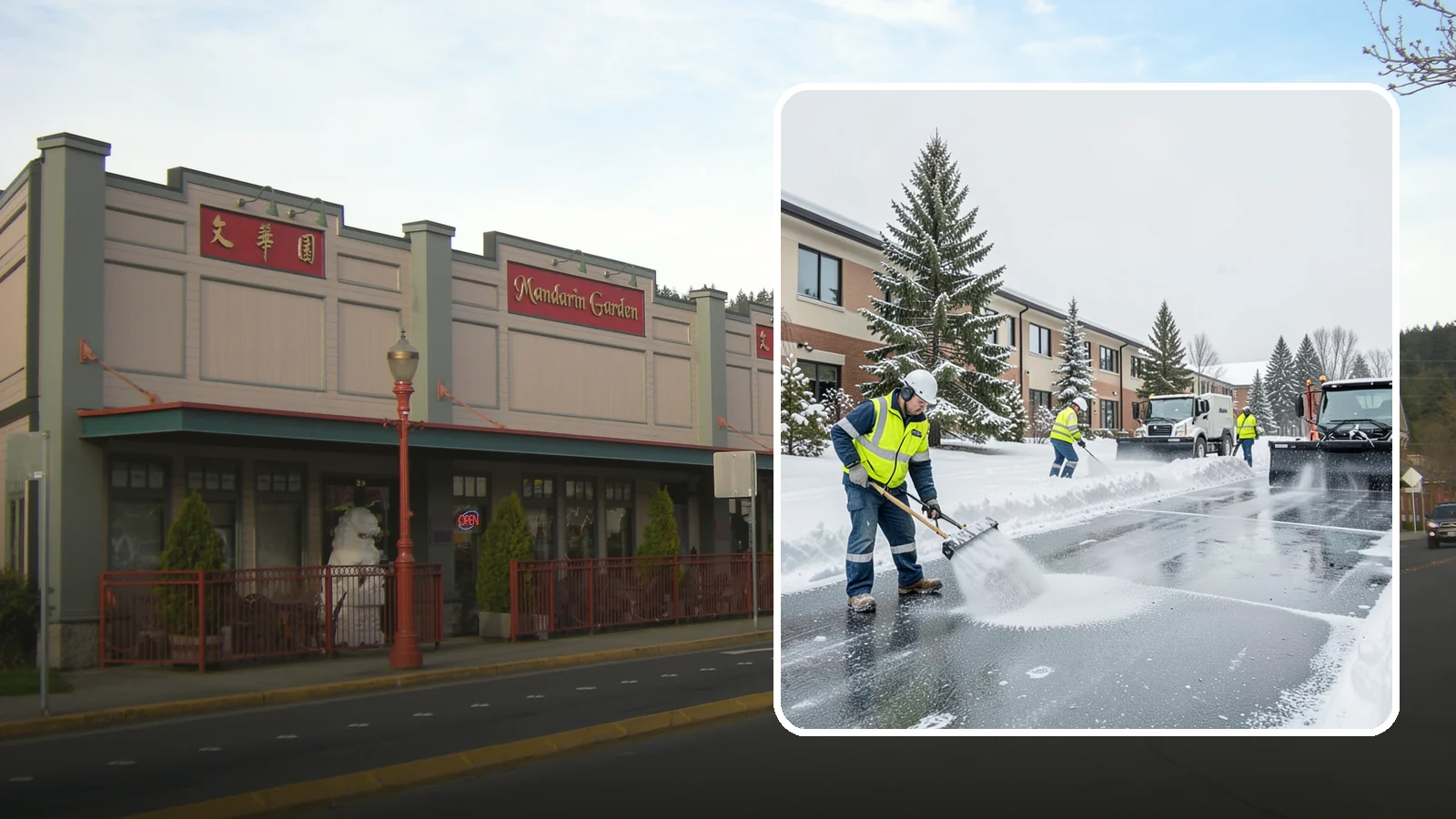 Business Park Deicing in Issaquah, King County, WA - Deicing for business parks, coordinating ice control across multiple buildings, shared drives, and connecting walkways in one...