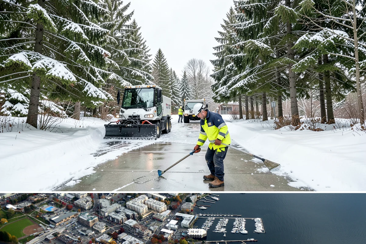 Business Park Deicing in Kirkland, King County, WA - Coverage runs the winter season with commute-focused readiness during the freezing-rain events that stall lowland business...