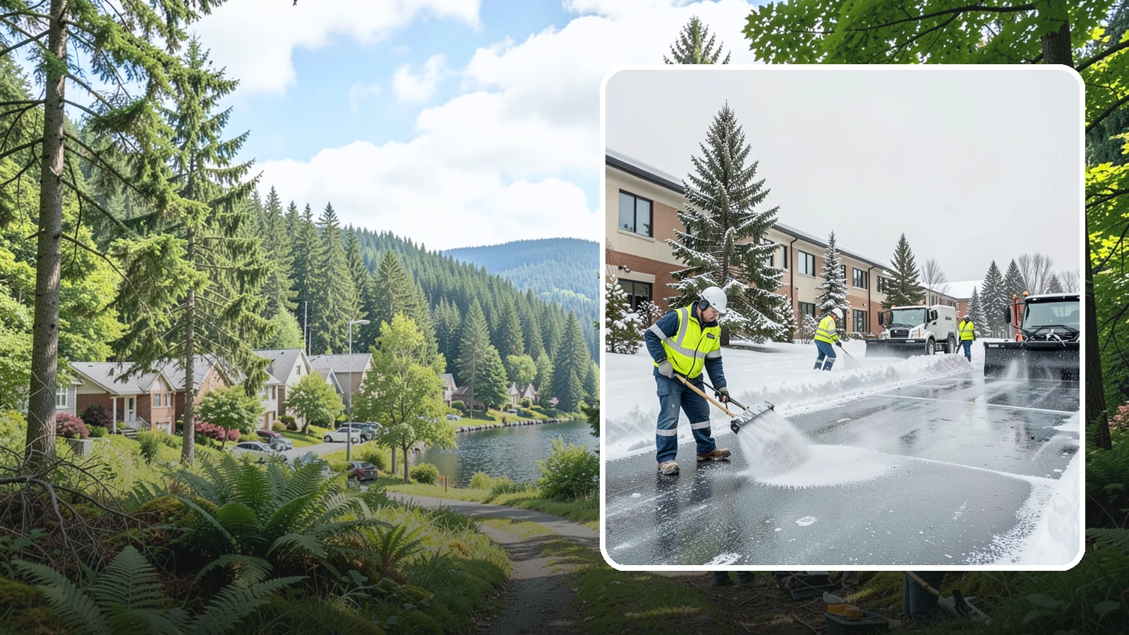 Business Park Deicing in Lake Forest Park, King County, WA - Deicing for business parks, coordinating ice control across multiple buildings, shared drives, and connecting walkways in one...